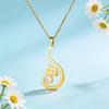 Fashion Kitten Pendant Necklace Stainless Steel Women's Cute Kitten Pet Enthusiast Jewelry Couple Birthday Party Gift