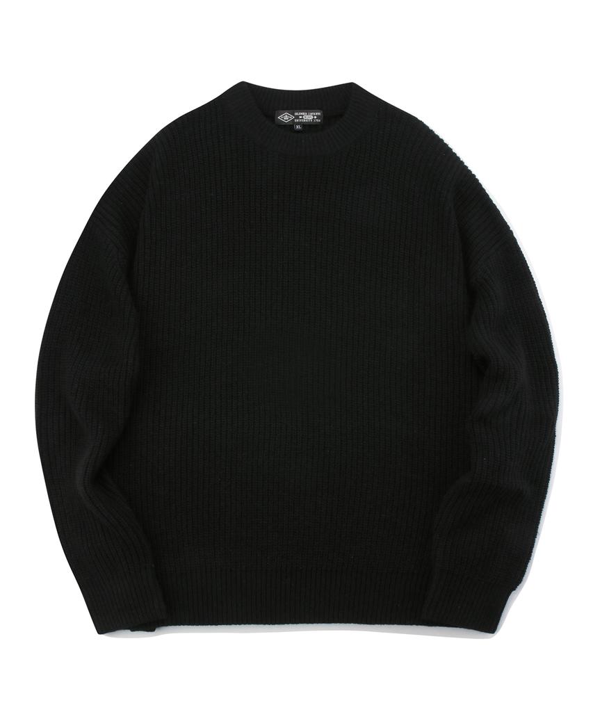 COLUMBIA UNIVERSITY 1754 Crown Overfit Round Sweater Black