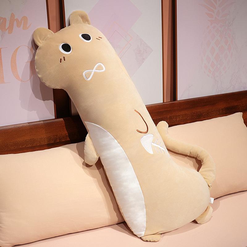 Cartoon Black Cat Long Throw Pillow Plush Toy Doll Cat Doll Girl Sleeping Soothing Doll
