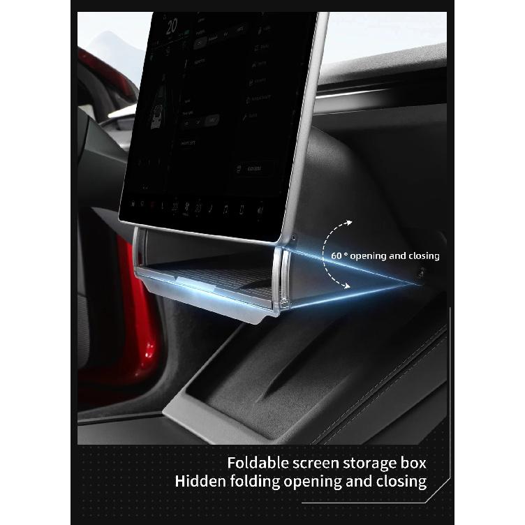 För Tesla Model Y Juniper 2025 Model 3 Highland 2024 Dold Förvaringslåda Under Skärmen Bakom Skärmen Mittkonsol Organizer Fodral