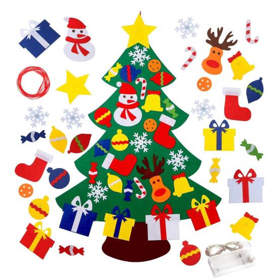 Felt Christmas Tree for Toddlers DIY Xmas Tree Set with Ornaments Indoor Christmas Door Wall Hanging Decorations Xmas Activities Gifts for Kids