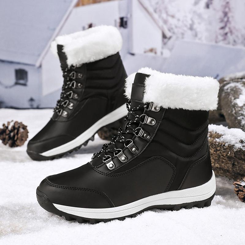 Boots Snow boots Cotton boots Fleece thickened thermal cotton shoes Large size thick-soled non-slip cotton boots