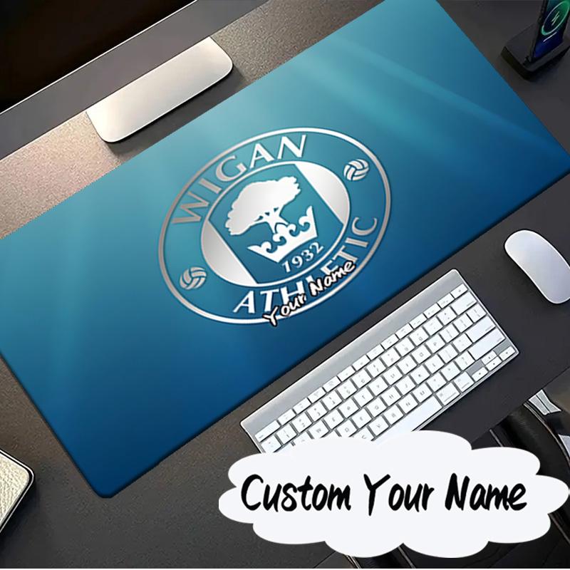 Custom Name Mouse Pad Wigan Crest Mouse Pad, Gaming Mouse Pad, Keyboard Pad, Desk Decor for Computer Notebook Fan Birthday Gift