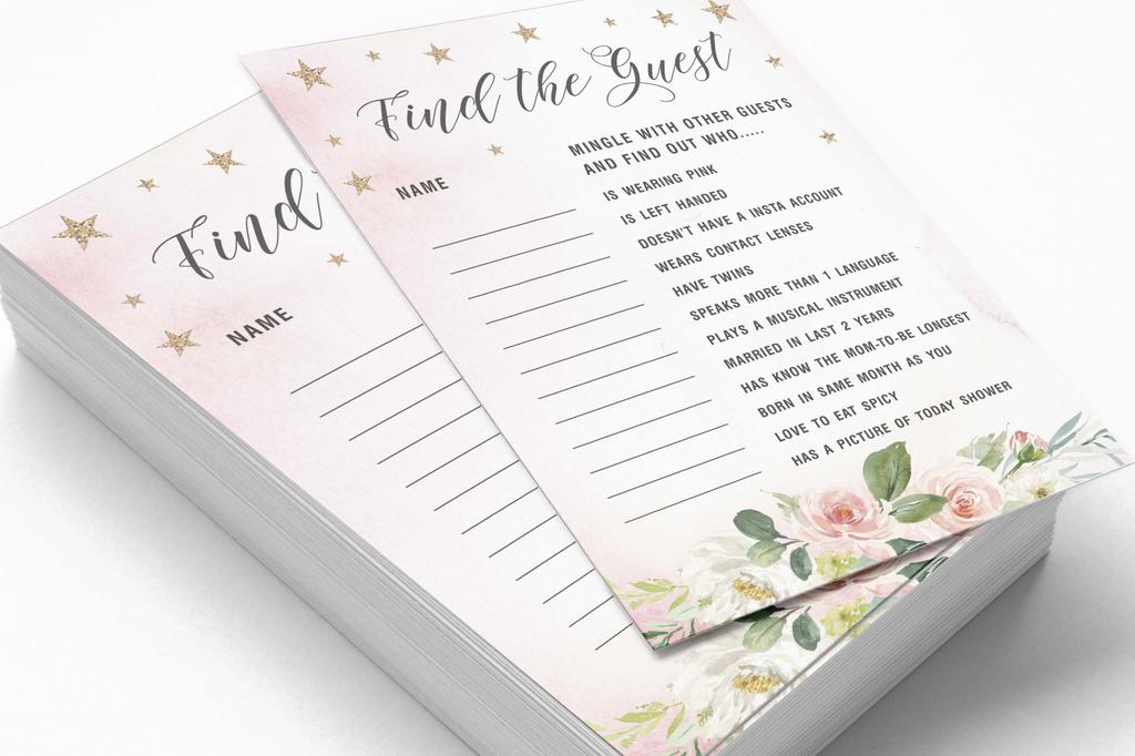 Inkdotpot Gender Reveal Floral Baby Shower Game Set Of 50 BabyA AlphabetA ABCA Game Ita s A Boy Ita s A Girl Party