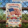 2D Flat Decorative 8×12 Inch Aluminum Plaque Metal Sign | 250 Years Independence Day (1776-2026): Celebrating Freedom with US Flag & Floral Design