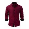 Fashion Men's Clothing Spring Autumn Cotton Men Long Sleeve Color Matching Business Pocket Slim Fit Casual Shirts