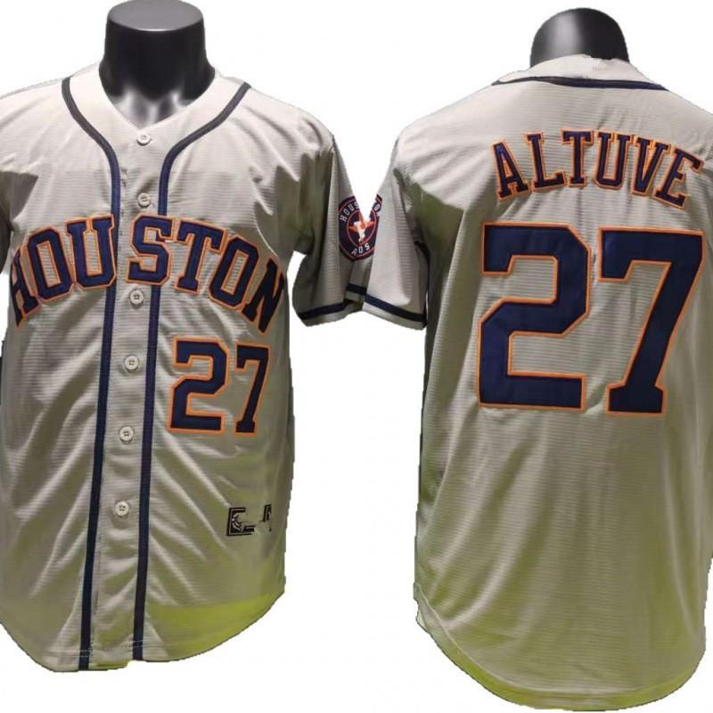 Houston Astros 27 Gray Embroidered Baseball Jersey Fan Edition Unisex Sportswear Top