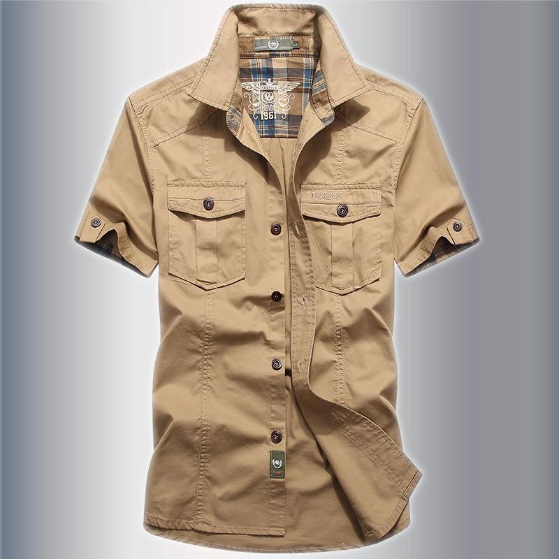 Men'S Short-Sleeve Shirt Summer Workwear Loose Fit Large Size Men'S Casual Shirt Half-Sleeve Shirt Outdoor Top