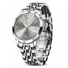 Herrenuhr, wasserdicht, leuchtend, Business-Uhr, analoger Quarz, stilvoll, silberne Uhr, Metall, graues Zifferblatt, Datum, beliebte Mode, Zeigeruhr für