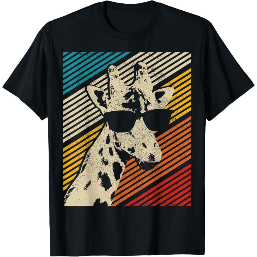Giraffe Vintage Sunglasses Funny Gift T-Shirt