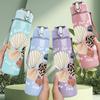 1PC Seashell Beach Element Print 750ml Color Plastic Sports Water Bottle Leakproof Flip Straw Lid Suitable for Sports Office Home Use