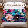 Floral Garden Theme Soft Blanket Personalized Custom Name Text Print Warm Blanket Home Sofa Bedroom Decor