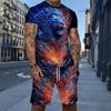Summer Lion Animal 3D Print T-Shirts Short Sets Men's Tracksuits Oversized Short Sleeve T Shirt Pant Man Suits Clothing