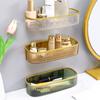 Bathroom Storage Box Wall Mounted Storage Organizer with Hollow Out Bottom No Drilling