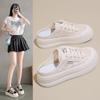 Nieuwe Semi Pantoffels Witte Schoenen Damesschoenen Buiten Zomersandalen Super Hot Alles-Match Mesh Pantoffels