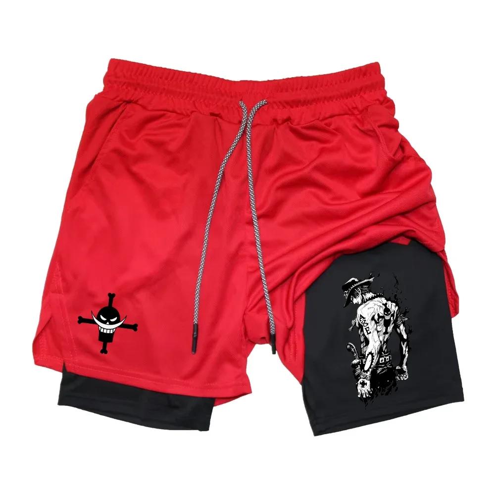 Muay Thai Kickboxing Boxing MMA Onepiece Pirate Ace Whitebeard Cartoon Japan Shorts Unisex Workout Quick Dry Print Elastic Waist Training