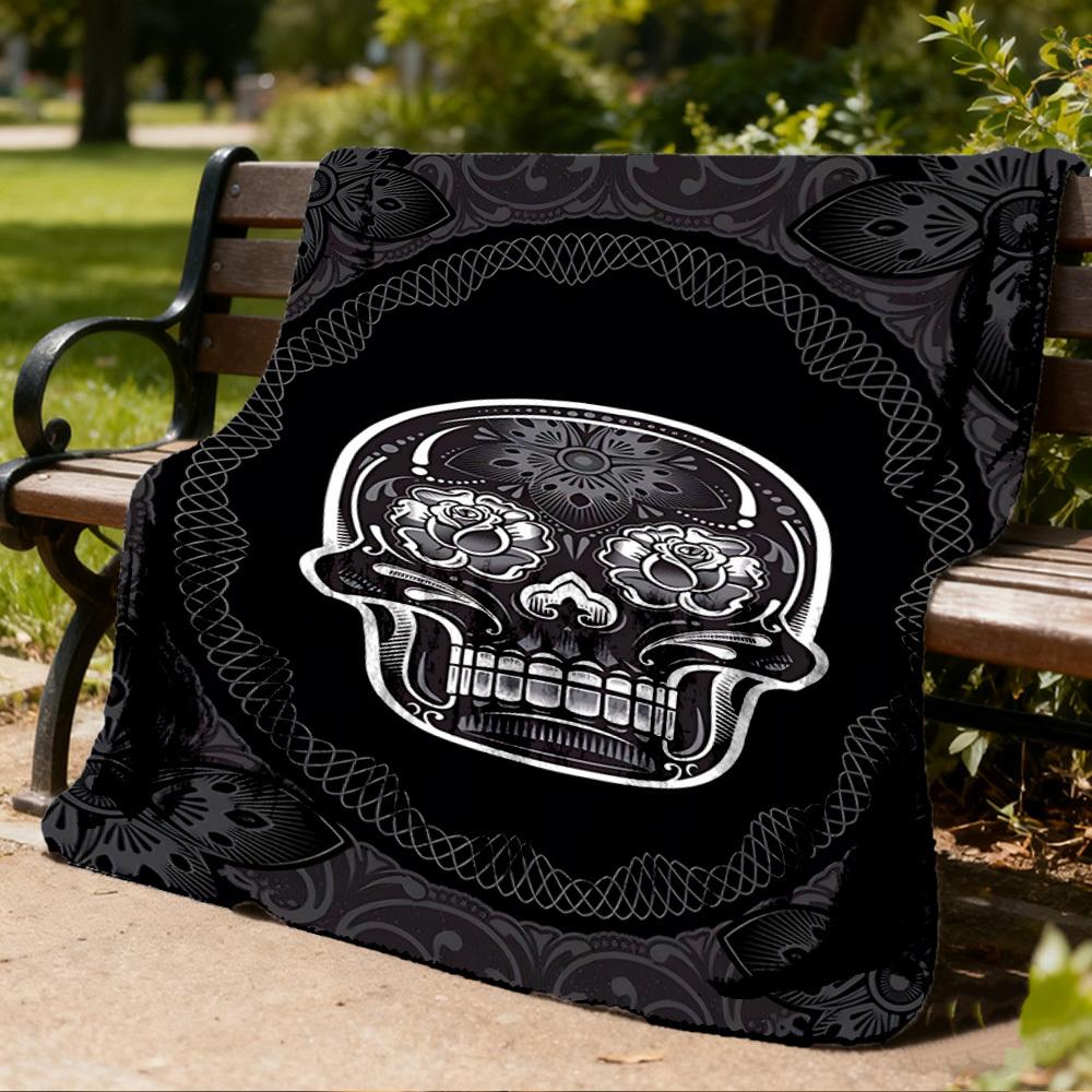1 Stück Zuckerschädel Dekor Außen Flannelldecke, Maschinenwaschbar Perfektes Geschenk zum Geburtstag, Urlaubsreise-Accessoire, Strapazierfähiges Material