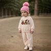 Sıcak Polar Astarlı Bebek Kıyafet Seti Sevimli Yuvarlak Yaka Sweatshirt + Pantolon Çocuk Erkek Kız Kıyafetleri