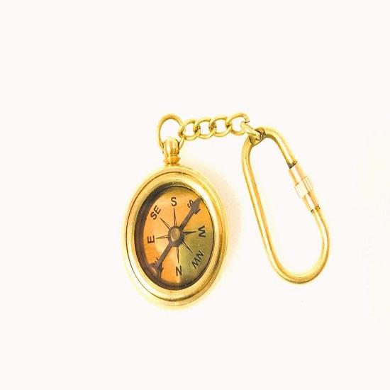 Lot of 50 Brass Compass Key Chains  Mini Compass Key Rings