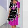 New Vintage Women's Dresses Floral Patchwork Printed Elegant Casual Short Sleeve Dress Y2k Loose Oversized Fashion Dress 2023