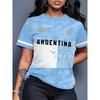 Summer Striped Letter 3D Print Loose Short Sleeve T-shirt Breathable Women Casual Comfortable Creative Versatile Sports T-shirt