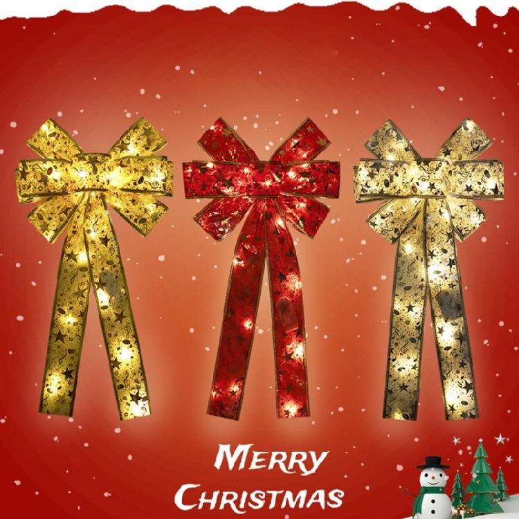 Christmas Bowknot with Led Light Tree Festival Holiday Party Decor Supplies