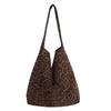 Leopard Print Hobo Bag with Open Top Design Large Capacity Fashion Shoulder Bag