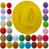 9.5Cm Round Flat Brim Suede Top Hat Women Men Western Cowboy Hat Party Stage Fedora Hat Self-Style Design Ethnic Style Top Cap