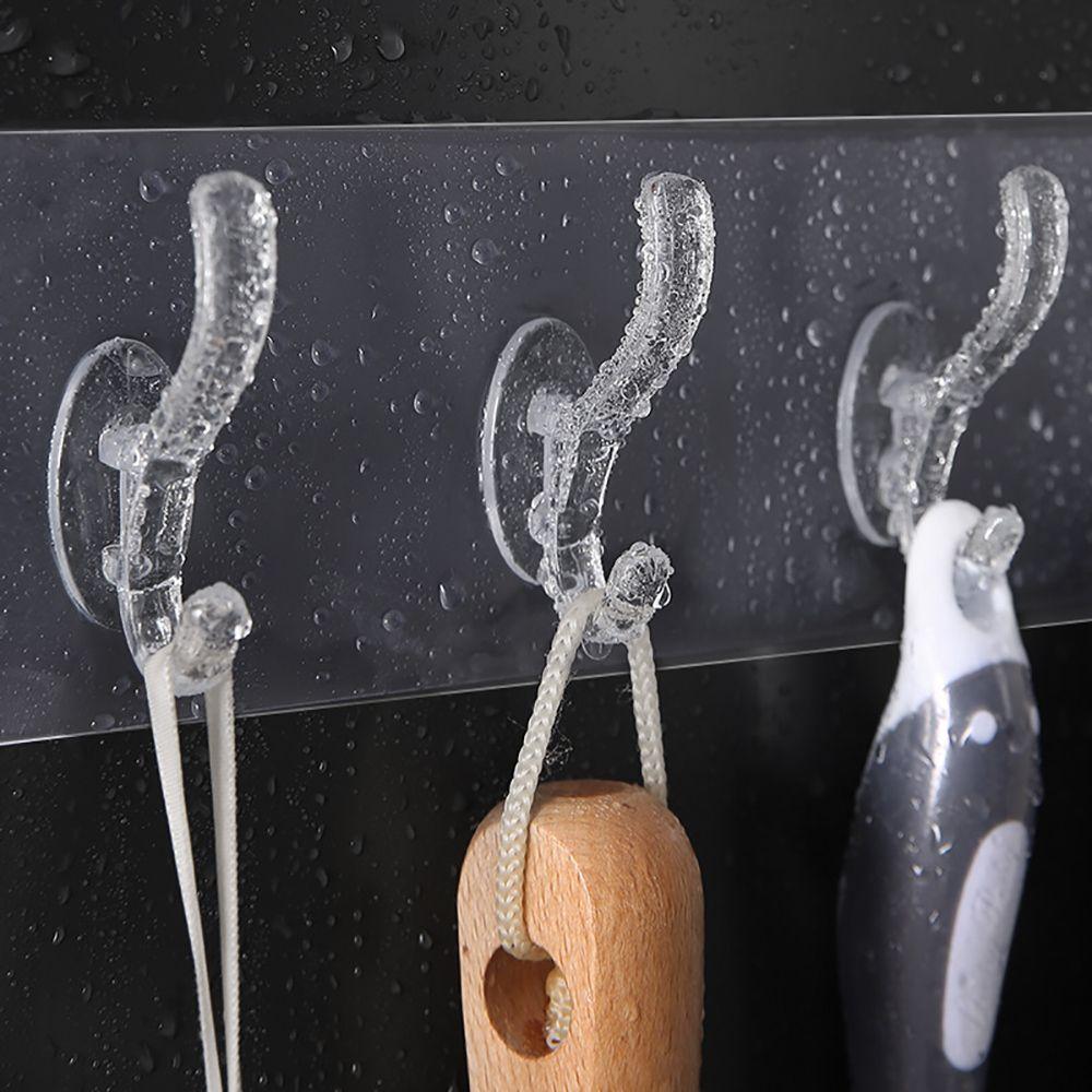 for Bathroom,Kitchen Autohesion Transparent Wall Hooks Storage Rack Clothes Hanger Key Holder