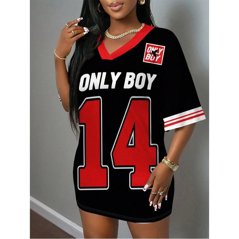 Women'S V-Neck T-Shirt 3d Printed Oversized Loose Sports Jersey Short Sleeved Fashionable Streetwear Multi-Color Versatile Top