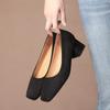 2025 New Spring Square Head Light Mouth Thick Heel Single Shoes Middle Heel Black Work Small Leather Shoes Large Size 41 Women's Shoes