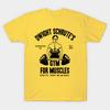Men Black Print T-shirt Dwight Schrute'S Gym For Muscles No-Cut Transfer Paper Print Cotton Tshirt
