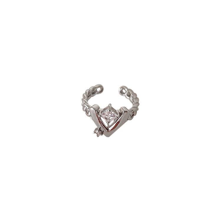 Niche Design Zircon Chain Love Couple Trendy Cool Woman Cold Wind Opening Ring Index Finger Ring