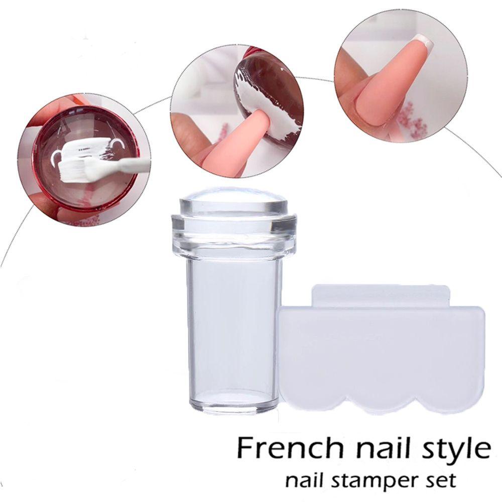 Stamping Mold for French Tips Nail Design Silicone Jelly Nail Stamper Scraper Set Transparent