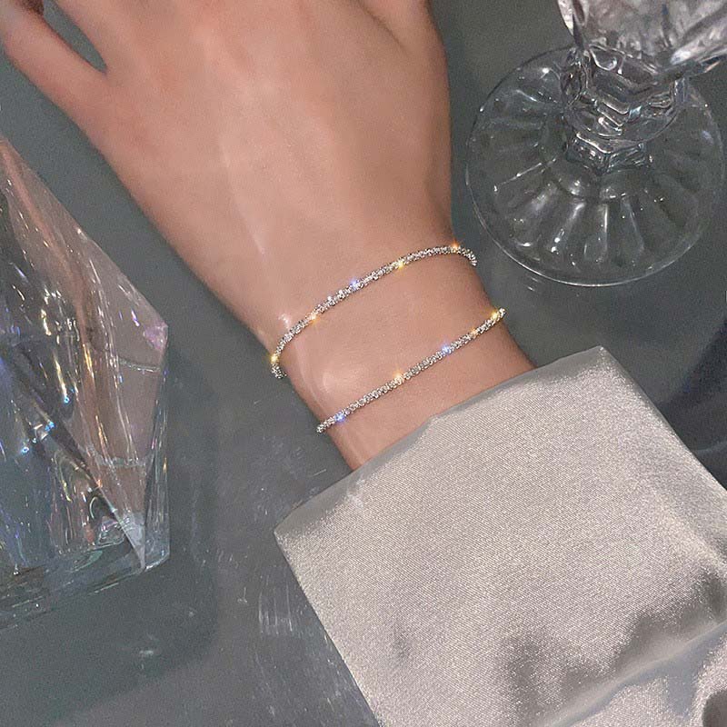 2026 New Silver Colour Sparkling Gypsophila Bracelet for Women Exquisite Simple Adjustable Chain Bracelet Wedding Jewelry Party