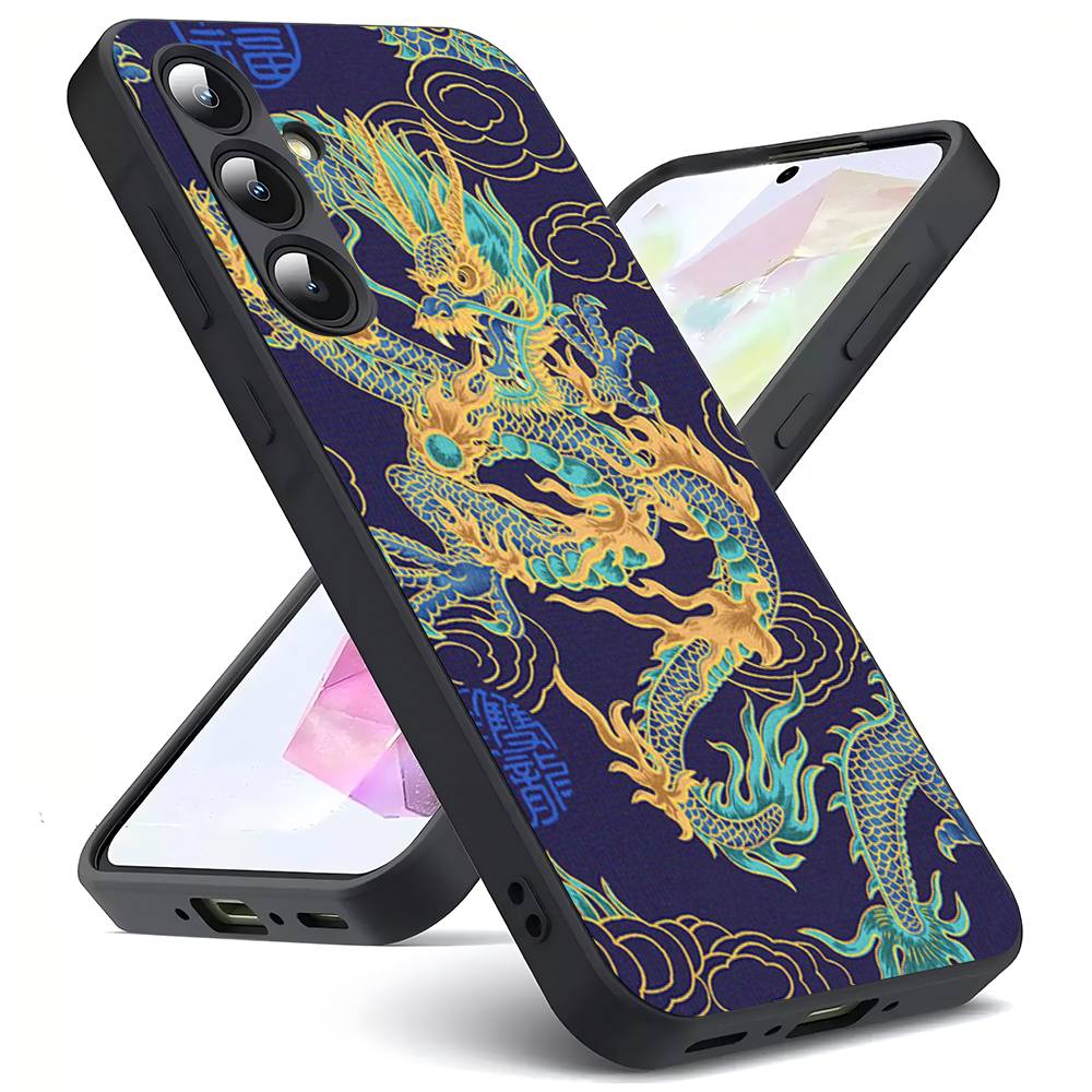 Fashion Animal Red Dragon Luxury Black Phone Case For Samsung Galaxy S23 S24 S25 Ultra S22 Plus S21