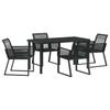 Garden Dining Set 5 Pcs Black Powder Coated Steel