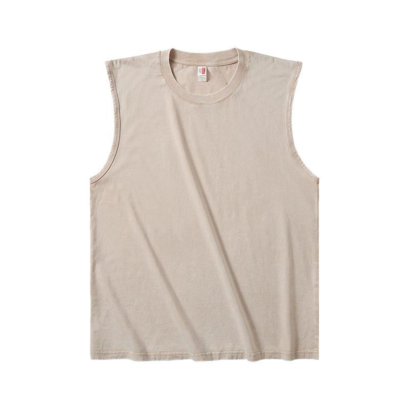 Mens Oversize Washed Cotton Sleeveless T Shirt Loose Retro Style