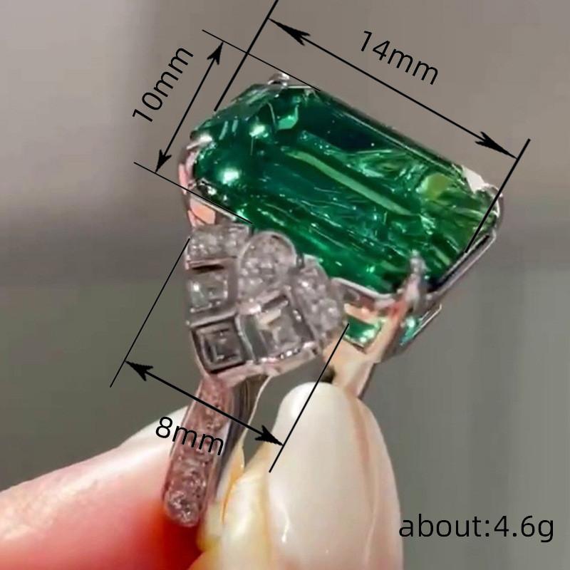 Gorgeous   CopperBig Green Cubic Zirconia Rings for Women Bling Bling Wedding Band Accessories Jewelry Gift