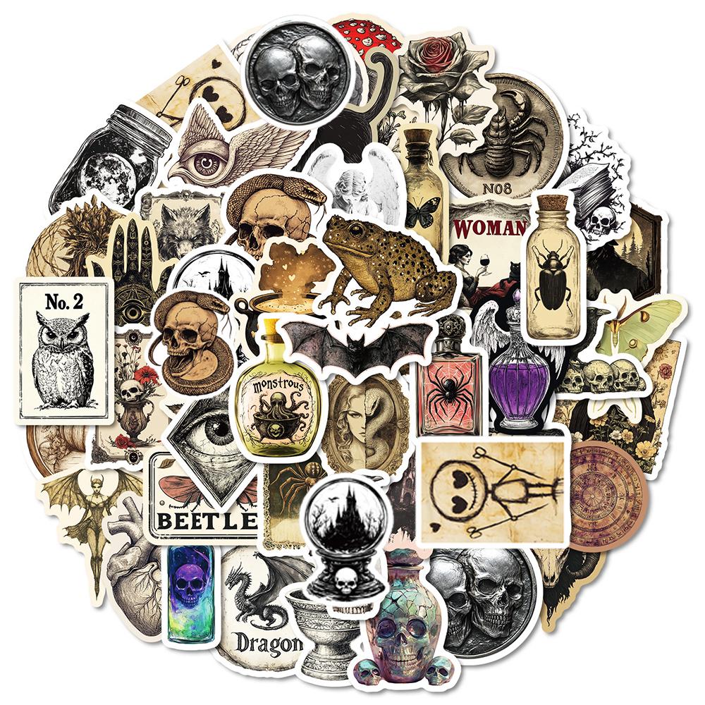 10 30 50Pcs Vintage Gothic Apothecary Stickers Halloween Cool Decals Decoration Diy Phone Skateboard Laptop Graffiti Decals Toy