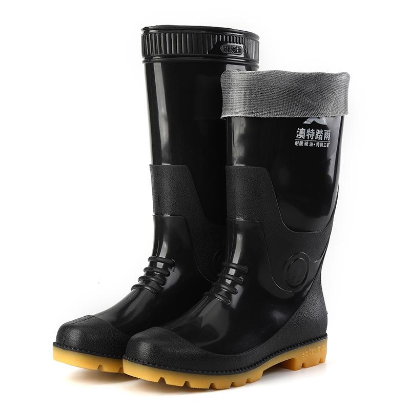 New High Tube Rain Shoes Men's Black High Top Rain Boots Fishing Shoes Waterproof Shoes Water Boots