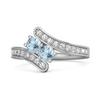 Blue Topaz Twin Stone Pave Bypass Ring - 925 Sterling Silver