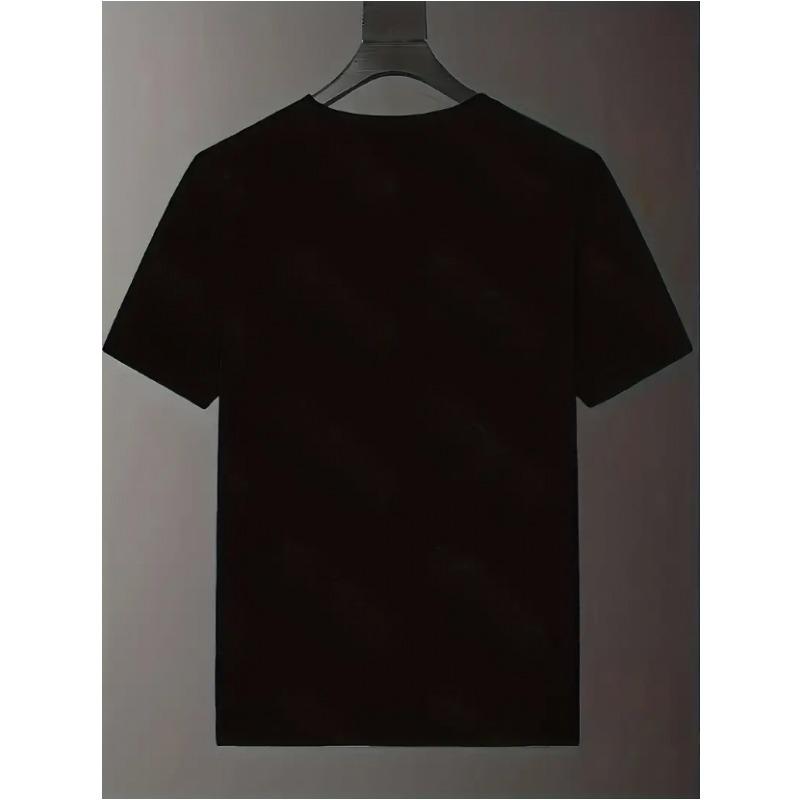 European Size Men's Fashion T-Shirt, Casual Short Sleeve Fun Letter Print Street Trend Pullover