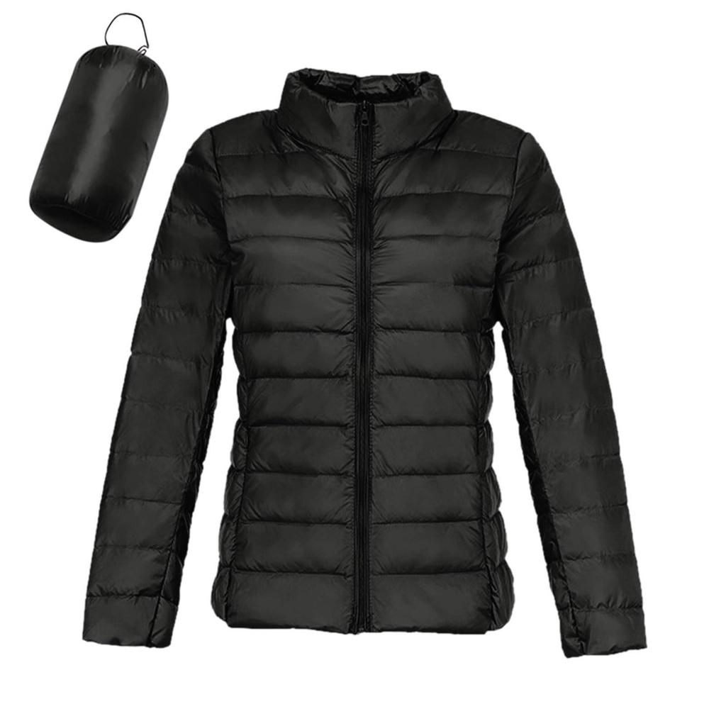 Damen Casual Fashion Leichter Daunenmantel Einfarbig Rundhals Langarm Kurze Jacke