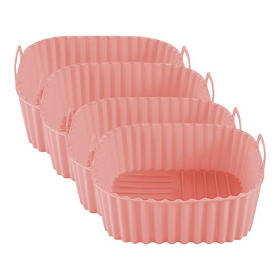 Silicone Air Fryer Basket Non-Stick BPA-Free Baking Pan with Handles Dishwasher Oven Safe Even Heat Distribution Air Fryer Accessory