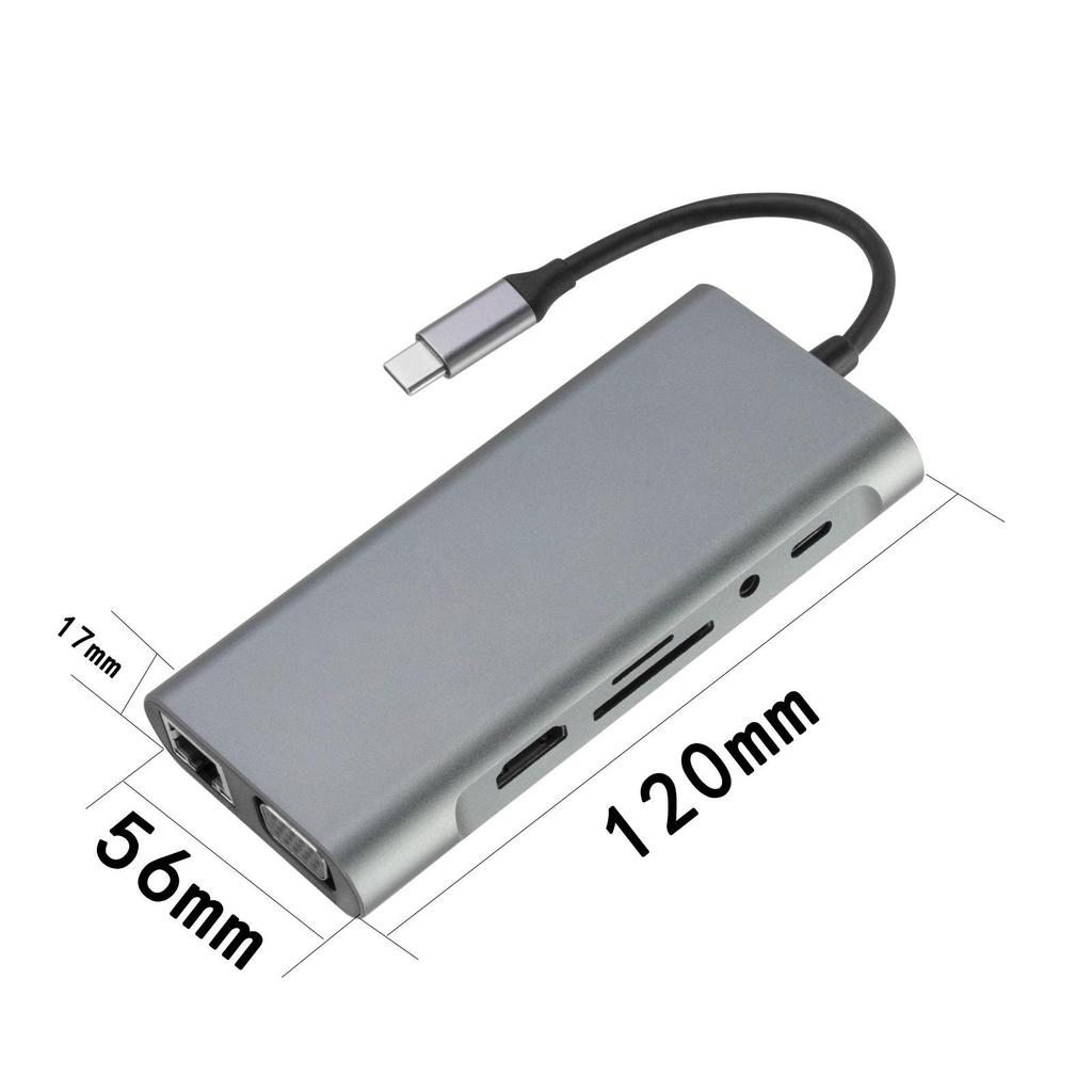 Type C to HDMI Laptop Dock with VGA, Gigabit Ethernet, USB 3.0, and SD/TF Card Reader