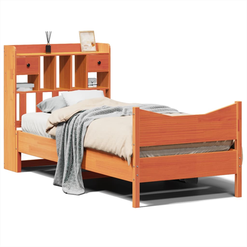 Solid Wood Bed Without Mattress Wax Brown 75 X 190 Cm Pine Wood