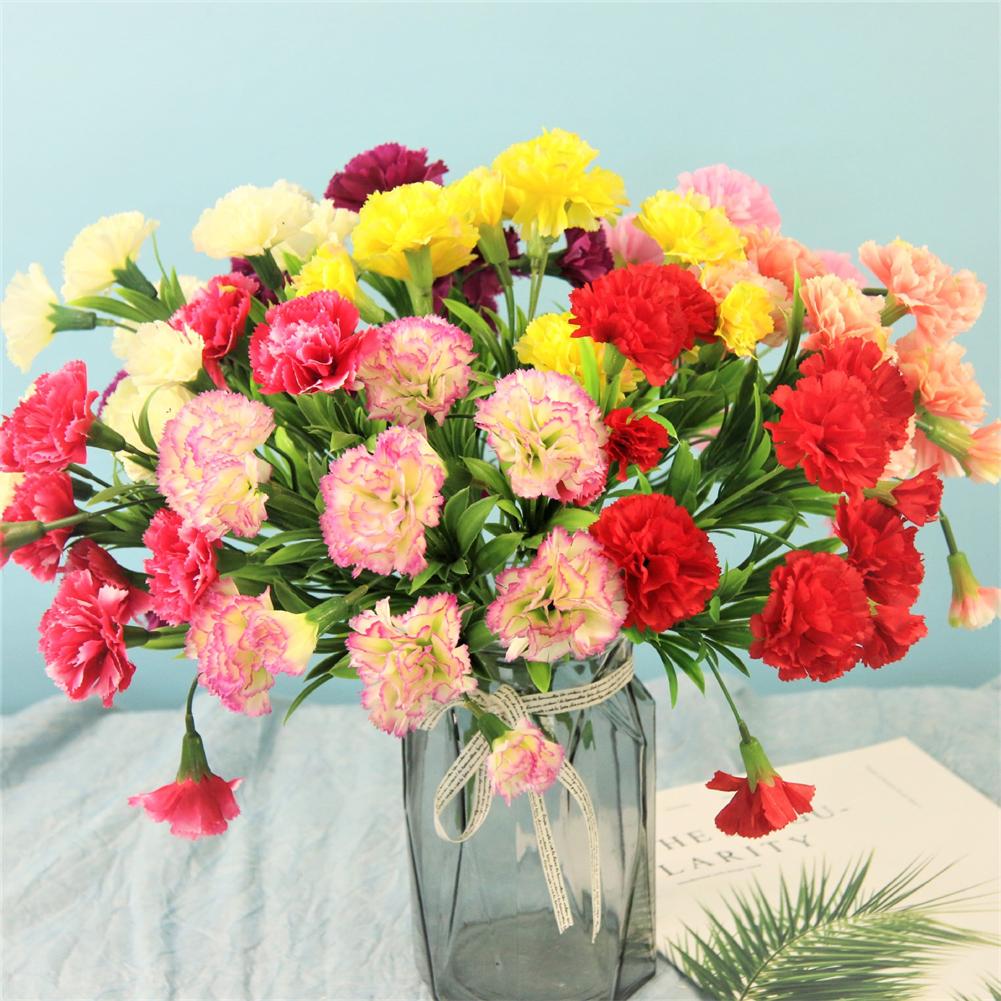 Lifelike and Durable 10 Head Silk Carnation Artificial Flowers for Festivals