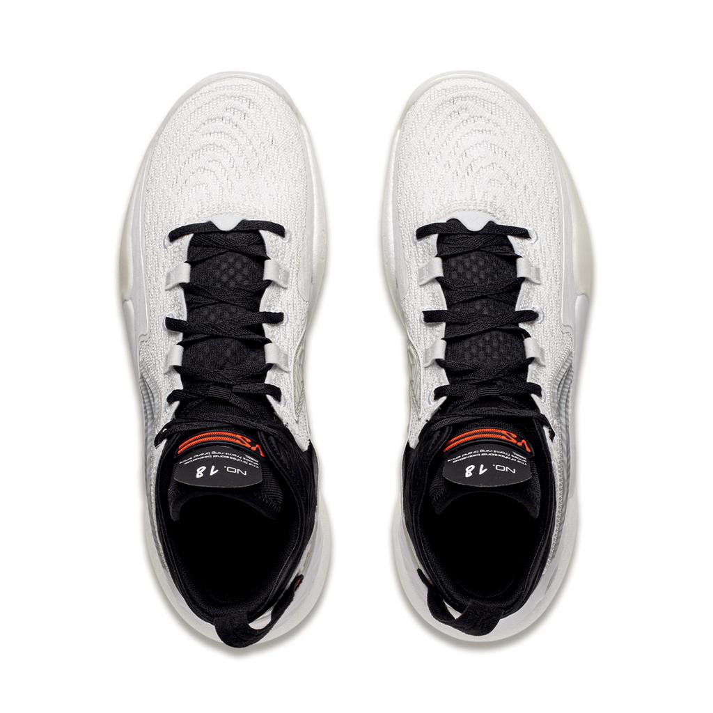 Li Ning YuShuai 18 Amortiguación Antideslizante Resistente a la Abrasión Soporte Rebote Media Caña Zapatillas de Baloncesto Hombre Blanco ABAU009-3