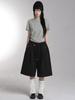 Lupeu Star Stud Pintuck Bermuda Pants Black